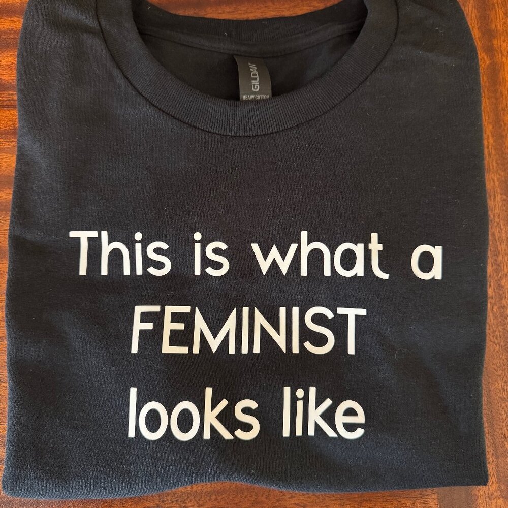Feminist T-shirt - Adult Large Black Tee - This is what a FEMINIST looks like